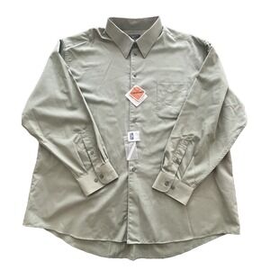 DOCKERS Men's Classic Fit Shirt Size XXL Long Sleeve Button Down Green Solid NWT
